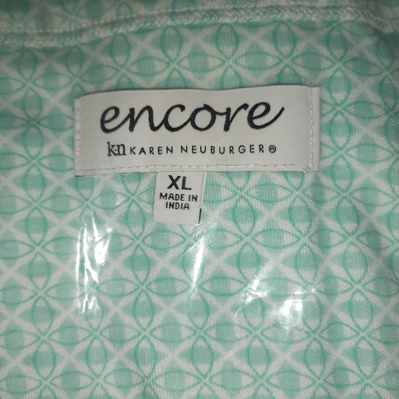 Sold ^ NWT Karen Neuburger Capri SS V neck Pajamas XL Sage/Aqua - Picture 4 of 4